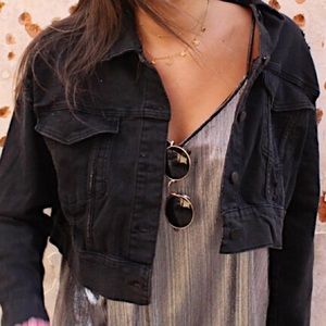 Wild Fable Cropped Black Denim Jacket